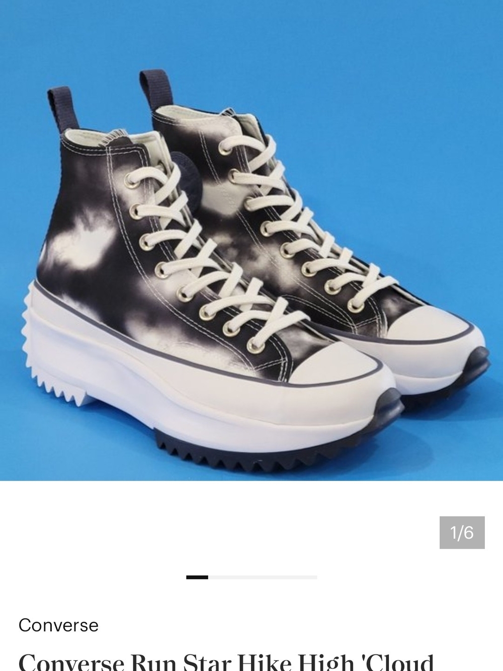 NWOB Converse Hike High 'Cloud' Tie-Dye High-Top Sneakers - Black & White